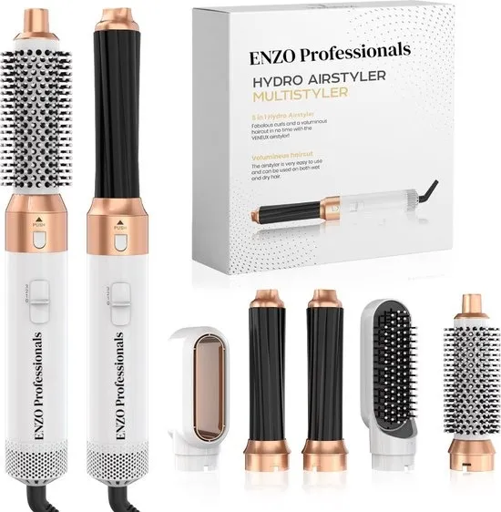 ENZO Luxe 5 in 1 Multistyler - Krultang - Multistyler - Fohnborstel - Krultang 5 in 1 - Airstyler - Fohn - Haarborstel - Hairwrap - Krulborstel - 5 Opzetstukken