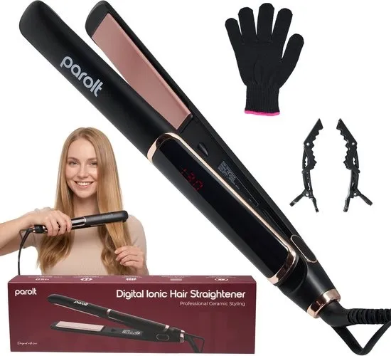 Parolt 2in1 Stijltang & Krultang met Keramische Platen - 130-230°C - 3D Zwevende Platen - 30 Sec Opwarmtijd - Led Display - Hair Straightener - Geschikt voor op reis - Safety lock