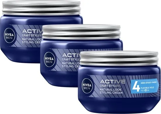 NIVEA MEN Styling Cream Haargel - Hairstyling - Gel met Hydraterende Vitamine B3 en Panthenol - Voordeelverpakking 3 x 150 ml