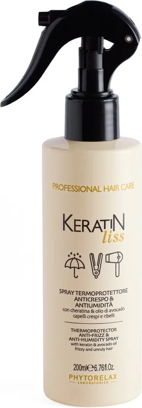 Phytorelax Hittebescherming Haar Spray – Keratin Liss Heat Protection voor Föhn en Stijltang – Avocado-olie – Anti-Pluis en Anti-Klit Haarverzorging – 200 ml