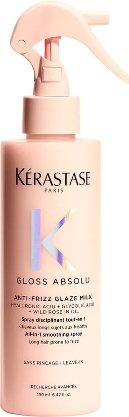Kérastase Gloss Absolu Anti-Frizz Glaze Milk - Hydraterende Leave-In Haarspray die Beschermt tegen Hitte voor Lang, Pluizig Haar - 190ml