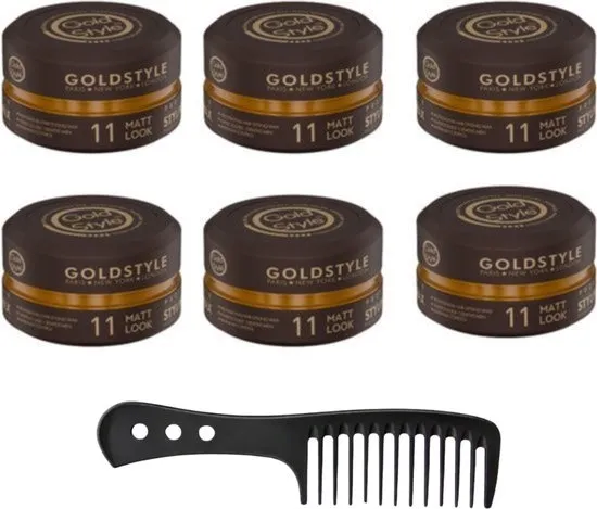 GoldStyle Styling Clay Wax – Matte Look & Ultra Strong Hold (900 ml) + 1 Kam- Gold Style Matt Look Styling Wax - Haar Wax Mannen