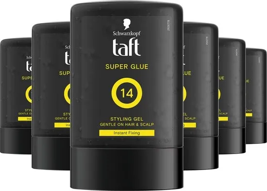 Taft Men Power Gel Super Glue Hold 14 - Haarstyling - Haargel - Sterke Fixatie - Voordeelverpakking - 6x 300 ml