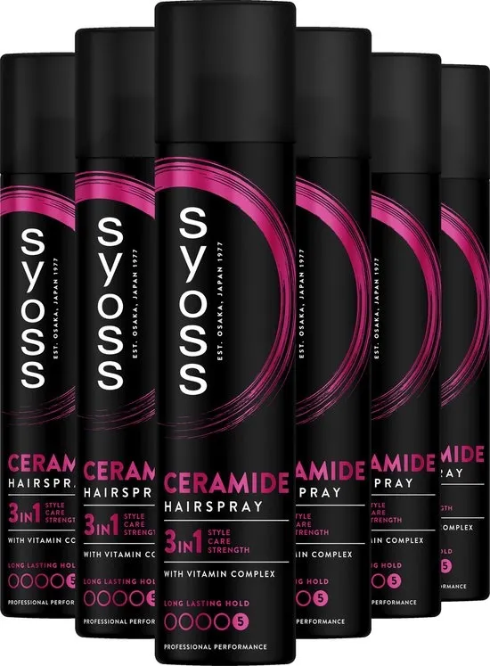 Syoss Ceramide - Haarspray - Styling, Verzorging en Herstel - Geeft Soepelheid en Kracht - Perfecte Afwerking - Voordeelverpakking - 6x300ml