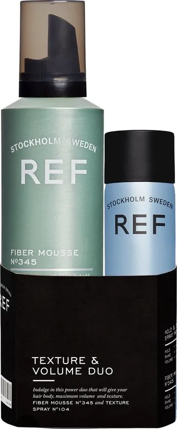 REF Stockholm - Fiber Mousse Texture & Volume Duo Set - Fiber Mousse 250ml + Texture Spray 75ml - Voor ideale textuur en volume voor elke haarstijl - Geschikt voor alle haartypen en perfect voor krullen