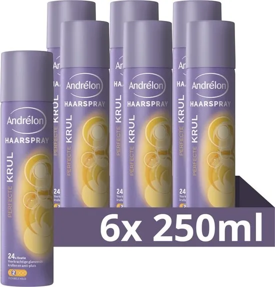 Andrélon Haarspray - Perfecte Krul - gaat pluis tegen in je haar, zeer fijne verstuiving - 6 x 250 ml