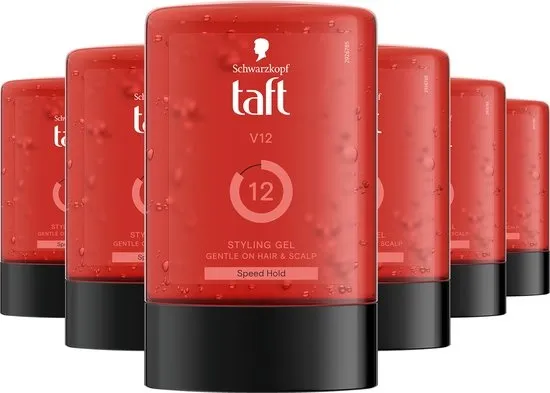 Taft Styling Gel V12 - Haarstyling - Haargel - Sterke Fixatie - Korte Haartypes - Voordeelverpakking - 6x 300 ml