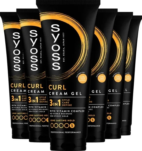 Syoss Curl- Control Cream Gel - Haarstyling - Perfecte Kruldefinitie - Hydraterend - Curly Girl Method - 48u Style-controle - Krullend Haar - Voordeelverpakking - 6x250 ml