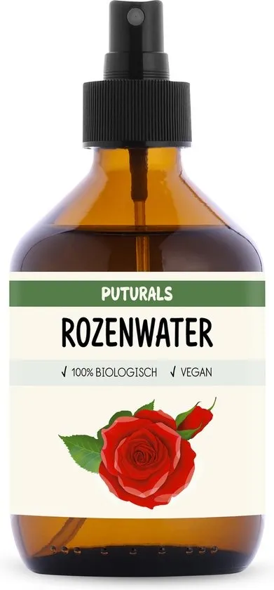 Puturals Rozenwater 100% Biologisch - 300ml - Puur en Vegan - Rozenwater voor Gezicht en Haar - Zonder Alcohol