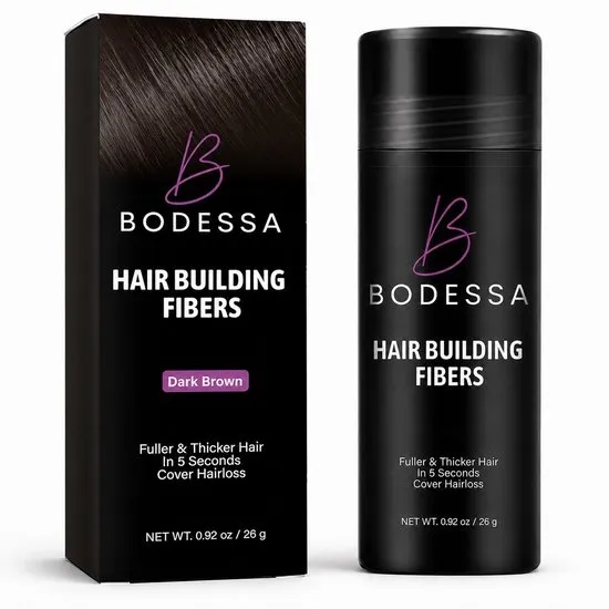 BODESSA Hair Building Fibers - Premium Haarpoeder - Donkerbruin 26 gram – Direct Volume voor Dun Haar & Kale Plekken