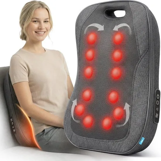Lifeproducts Massage Apparaat voor Rug - Rugmassage Apparaat - Shiatsu Massagekussen - Massage Apparaten met Warmtefunctie