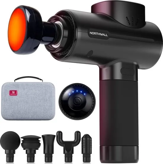 Northwall PRO - Massage Gun - Professioneel - Massage Apparaat - Massage Pistool Inclusief Koffer - 6 Opzetstukken incl. Infrarood Massagekop