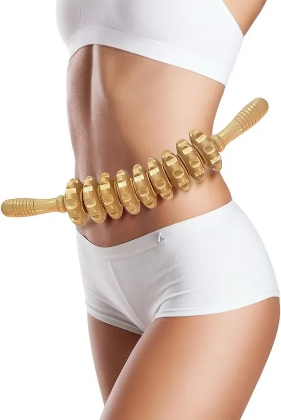Massagebal - Massage - Massage stok - Massage stick - Massage Apparaat - Vermoeidheid Verlichten - Accessoires - Anti Cellulite Massage Roller Tool - Massager Hele Lichaam - Massager Dij - Gebogen Houten Massageroller - Bindweefselmassages - Relax