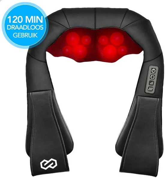 Infinity Goods Draadloos Shiatsu Massagekussen - Elektrisch - Nek, Schouder en Rug - Warmtefunctie - 8 Massagekoppen - Massageapparaat