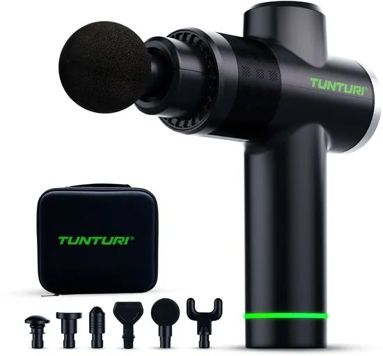 Tunturi MG40 Massage Gun - Massage Apparaat Met Multi Grip - Inclusief 6 Opzetstukken En Koffer - Extra Krachtig en Stil - Incl App