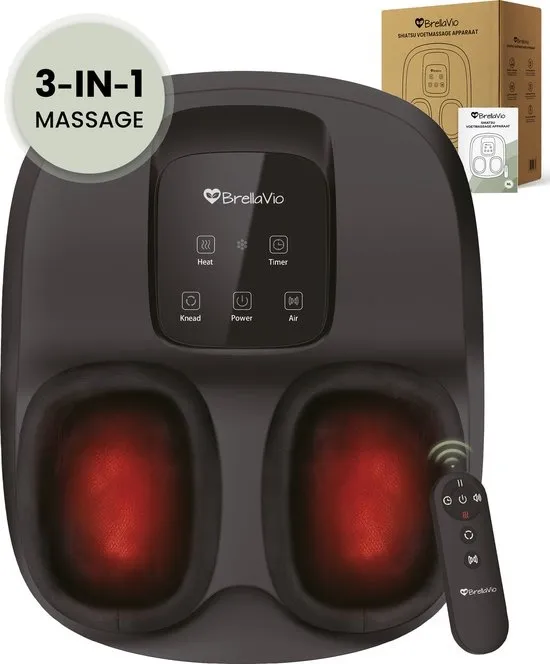 BrellaVio Voetmassage Apparaat - Infrarood Warmte - Shiatsu en Compressie Massage - Bloedsomloop Voet en Been - Wasbare voering