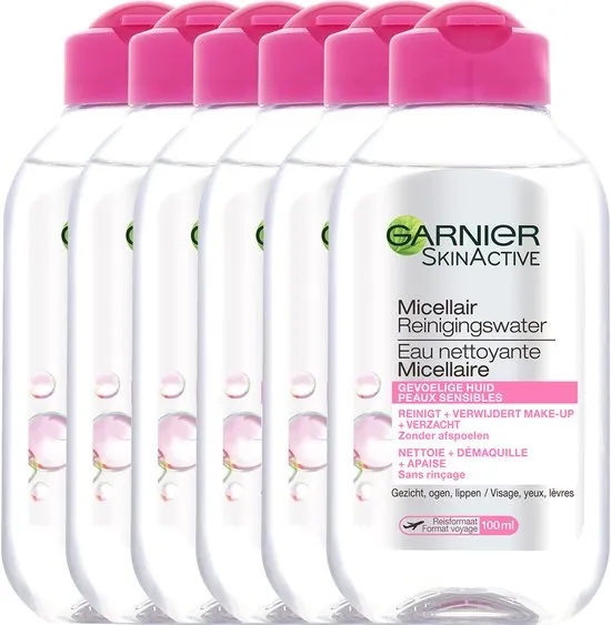 Garnier SkinActive Micellair Reinigingswater voor de Gevoelige Huid – Milde Gezichtsreiniging – Zachte Make-Up Remover - Reisformaat - 6 x 100ml