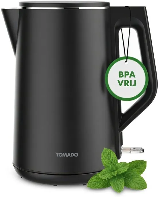 Tomado TWK1708B - Waterkoker - Dubbelwandig - BPA vrij - 2200 watt - RVS - 1,5 liter - Zwart