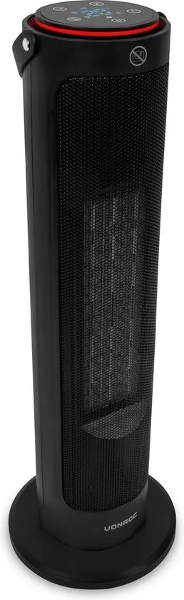 VONROC Elektrische kachel - ventilatorkachel - 1200W/2000W - torenmodel - keramisch - ECO Modus - zwenkfunctie - LED display - Incl. afstandsbediening - thermostaat en timer - 20m2