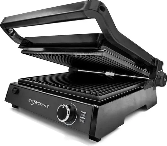Safecourt Kitchen Tosti apparaat – Paninigrill en Tosti ijzer – Uitneembare PFAS-vrije platen & vaatwasserbestendig – Groot grilloppervlak – snel warm (2000W) – Contactgrill
