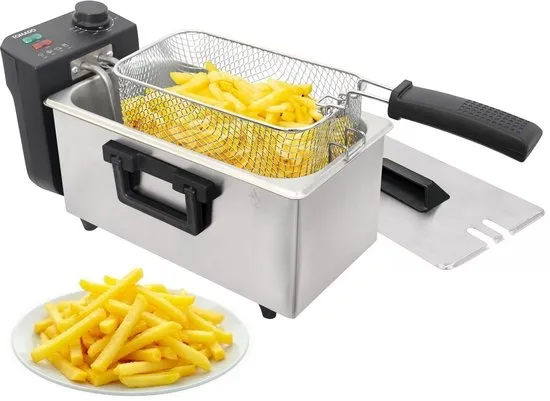 Tomado TDF3000S - Frituurpan – 3 liter inhoud - Koude zone friteuse - 2000 watt – RVS