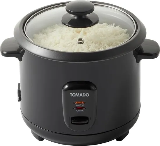 Tomado TRC1001B - Rijstkoker - Inhoud 1 liter - Warmhoudfunctie - 5 porties - Anti aanbaklaag - Rice cooker - Zwart