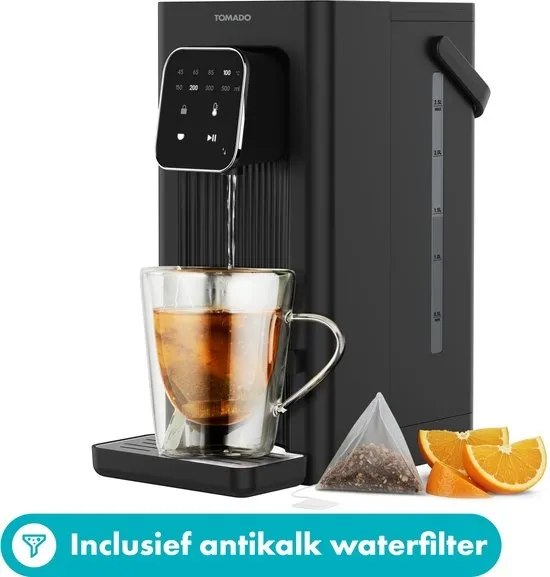 Tomado TWD2503B Heetwaterdispenser - Instant waterkoker - 2,5 liter - Digitaal display - Temperatuurinstelling - Afneembaar waterreservoir - Inclusief waterfilter