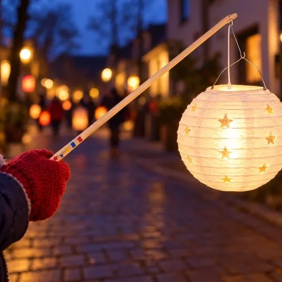 Cheqo® Houten Lampionstokje met LED Lichtje en Haak - Sint Maarten - Lampion Lampje - Lampionhouder voor Kinderen - Lantaarnstok - 11 November - Lampionnenoptocht - Lampion Knutselen - Halloween - Feestartikelen
