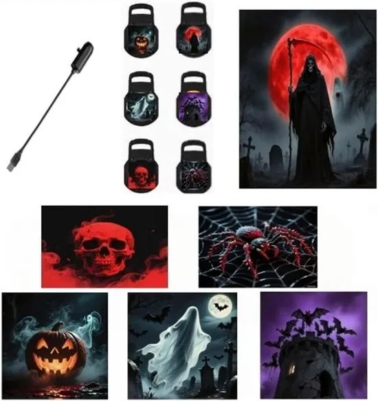 Sterrenprojector - Halloween Projector - Met 6 Films - Sterren Nachtlamp - Halloween nachtlampje - Projectorlamp - Galaxy Projector - Halloween decoratie - HD - Plug-and-play - USB - 360° Rotatie - Kerstcadeaus - Voor kamperen, auto, plafond