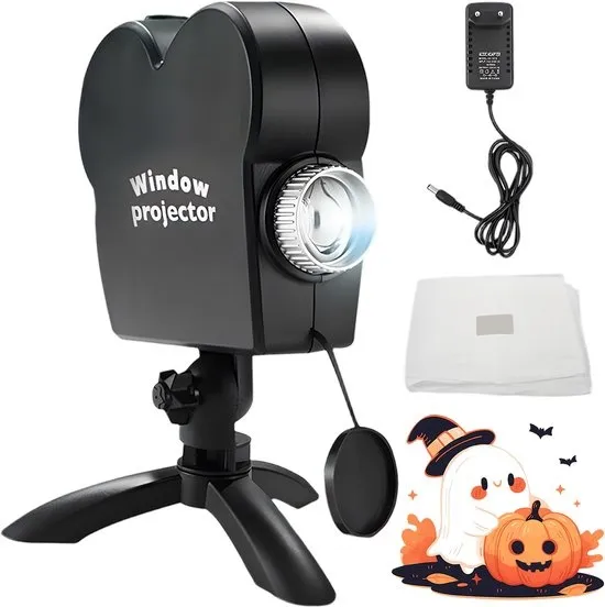 Feest Projector - Kerstverlichting & Halloween Decoratie - 12 Verschillende Projecties - Zacht Warm Licht - Stille Projectielamp - Met Standaard en Scherm - Voor Huis, Terras en Tuin