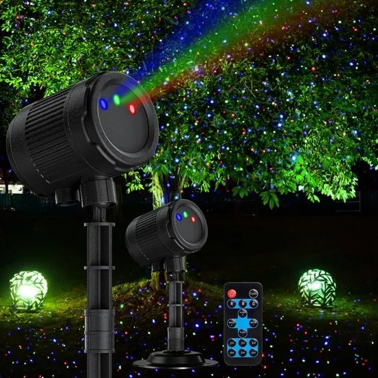 Laser kerstprojectorlampen voor buiten, vuurvliegjesshow voor bomen | 3 kleuren, RF-afstandsbediening, waterdicht, binnendecoratie voor feestdagen en Halloween, kerstcadeau, bruiloft, huisdecoratie, feest, tuin