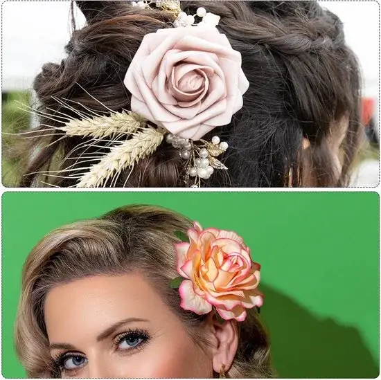 Allecto Plus - 6 Stuks Bloemvormige Haarspelden in Roze en Lichtgevend Groen - Perfecte Haaraccessoires voor Verzorging