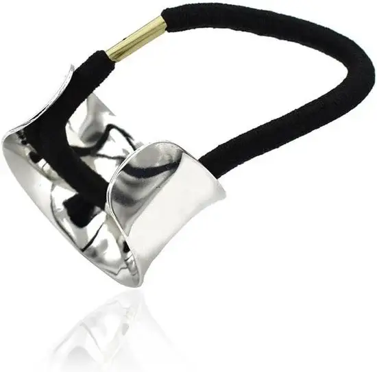 Allecto Plus - Elastische Haarbanden voor Hoge Paardenstaart - 2 Stuks in Goud en Zilver - Punk Metalen Cirkel Haar Manchet - Haaraccessoires