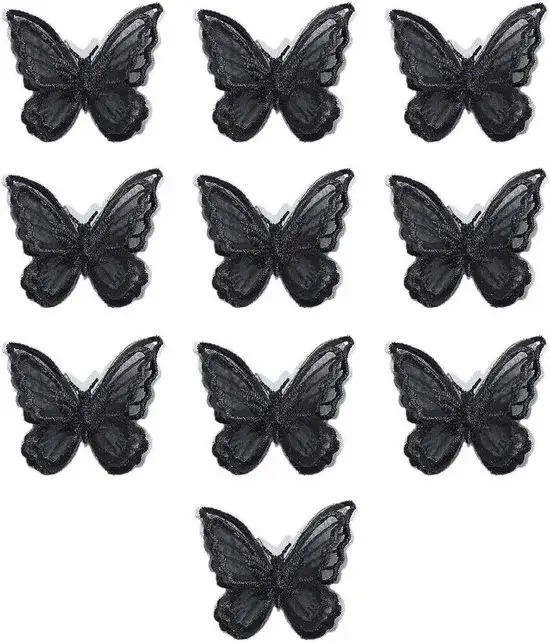 Allecto Plus - Zwarte Vlinders Haarspelden | Set van 10 Stuks | Elegante Haaraccessoires voor Haardecoratie