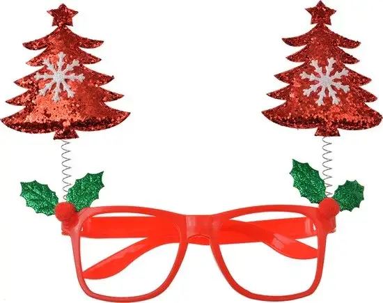 Clayre &amp; Eef Kerstbril 19x3x15 cm Rood Kunststof - Speelgoed voor Feestelijke Momenten