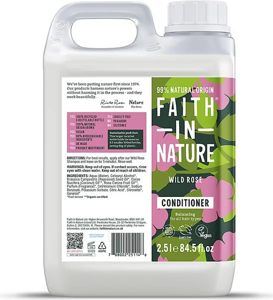Faith in Nature Wilde Rozen Conditioner 2.5L - Natuurlijke Verzorging voor Zijdeachtig Haar