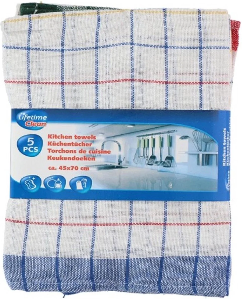 Lifetime Theedoeken / Keukendoeken 45 x 70 cm - 70% Katoen - 5-delig Set voor de Keuken