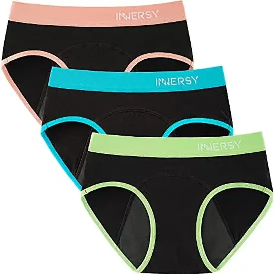 Menstruatieondergoed voor Tienermeisjes - 3-Pack Katoenen Slips in Vrolijke Kleuren