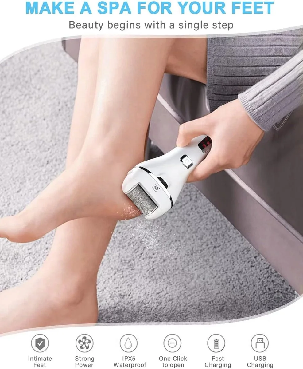 Oplaadbare Elektrische Voetvijl met Waterdichte Functie en Verwijderbare Rolkoppen voor Huidverzorging