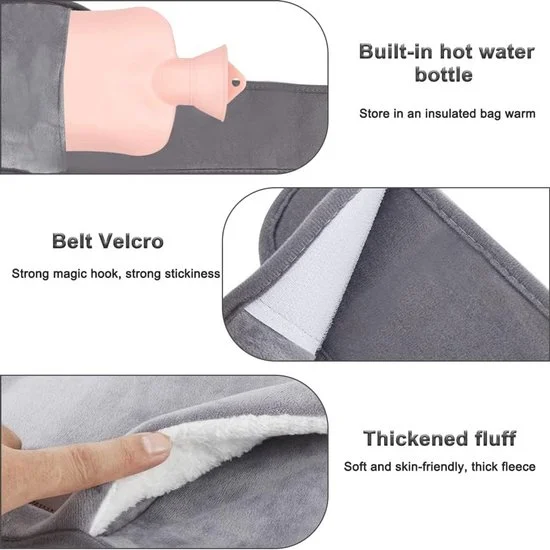 Warmwaterkruik met pluche bekleding voor nek, schouders en rug - Ideaal voor pijnverlichting