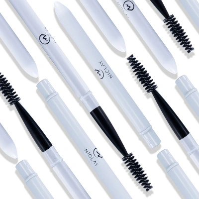 NICLAY Mascarabürste mit Deckel Weiß-Matt 1 st